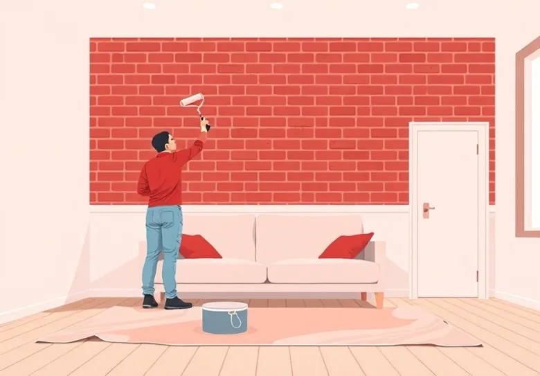 Peintre appliquant la peinture au rouleau sur un mur de salon
