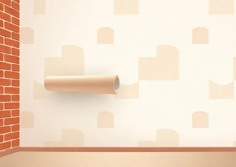 Pose de papier peint, rouleau et brosse à maroufler